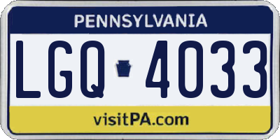 PA license plate LGQ4033