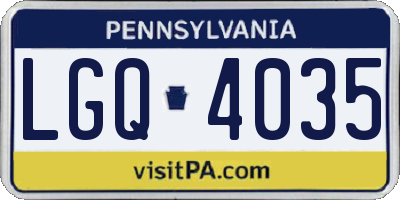 PA license plate LGQ4035