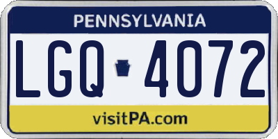 PA license plate LGQ4072