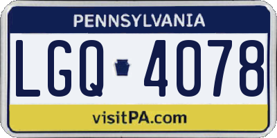 PA license plate LGQ4078