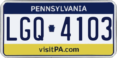 PA license plate LGQ4103