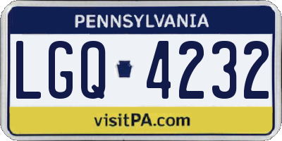 PA license plate LGQ4232