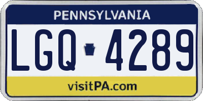 PA license plate LGQ4289