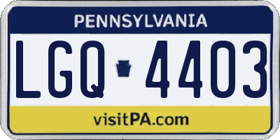 PA license plate LGQ4403