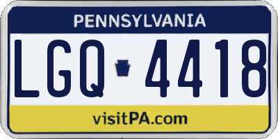 PA license plate LGQ4418