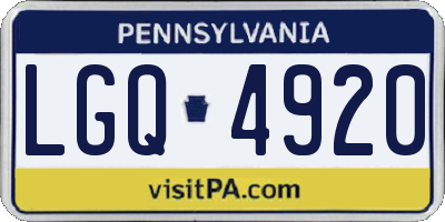 PA license plate LGQ4920