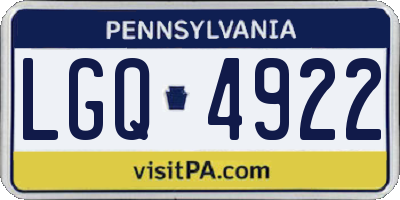 PA license plate LGQ4922