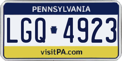 PA license plate LGQ4923