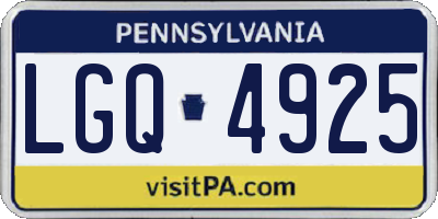PA license plate LGQ4925