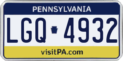 PA license plate LGQ4932