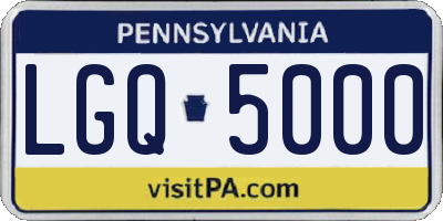 PA license plate LGQ5000