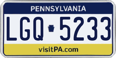PA license plate LGQ5233