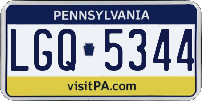 PA license plate LGQ5344