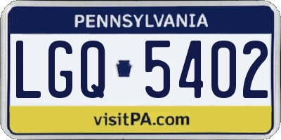PA license plate LGQ5402