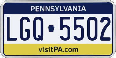 PA license plate LGQ5502