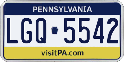 PA license plate LGQ5542