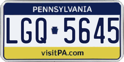 PA license plate LGQ5645