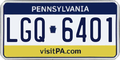 PA license plate LGQ6401