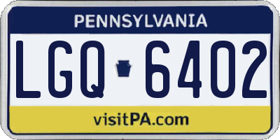 PA license plate LGQ6402