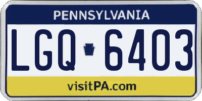 PA license plate LGQ6403