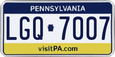 PA license plate LGQ7007