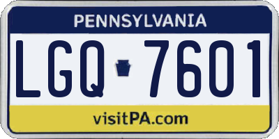 PA license plate LGQ7601