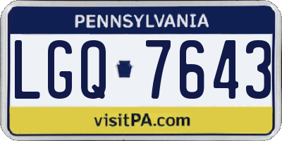 PA license plate LGQ7643