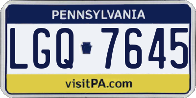 PA license plate LGQ7645