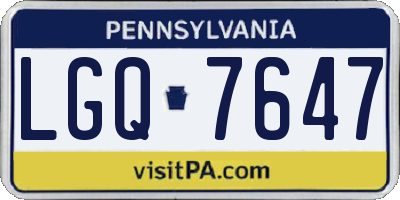 PA license plate LGQ7647