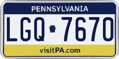 PA license plate LGQ7670