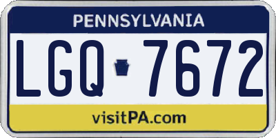 PA license plate LGQ7672