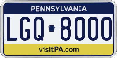 PA license plate LGQ8000