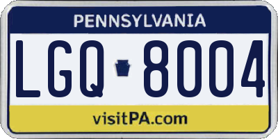 PA license plate LGQ8004