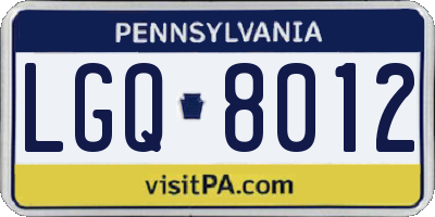 PA license plate LGQ8012