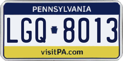 PA license plate LGQ8013