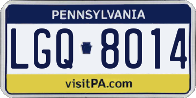 PA license plate LGQ8014