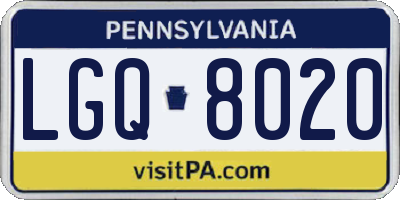 PA license plate LGQ8020