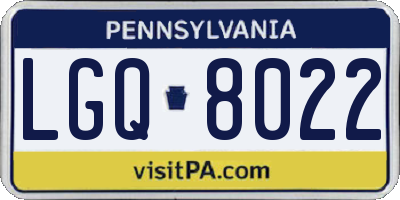 PA license plate LGQ8022