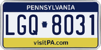 PA license plate LGQ8031