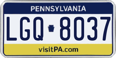 PA license plate LGQ8037
