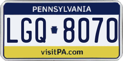 PA license plate LGQ8070