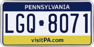 PA license plate LGQ8071