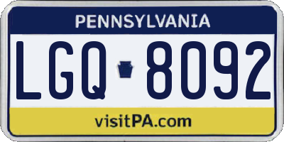 PA license plate LGQ8092