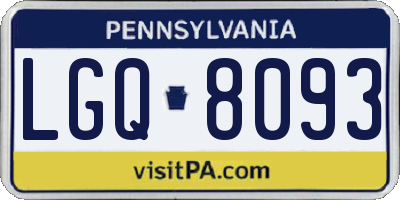 PA license plate LGQ8093