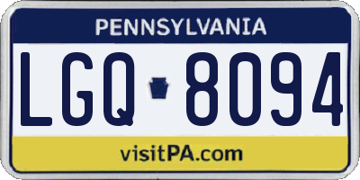 PA license plate LGQ8094