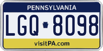 PA license plate LGQ8098