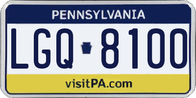 PA license plate LGQ8100
