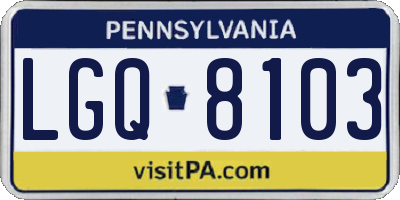 PA license plate LGQ8103