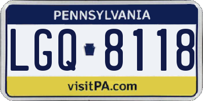 PA license plate LGQ8118