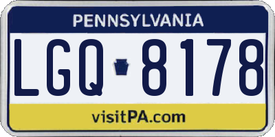 PA license plate LGQ8178